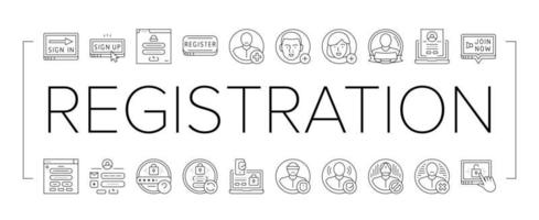 registration login website form icons set vector