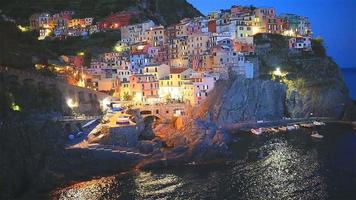 Beautiful and cozy village of Manarola in the Cinque Terre Reserve at sunset. Liguria region of Italy. video