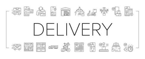 Delivery Service Application Icons Set Vector