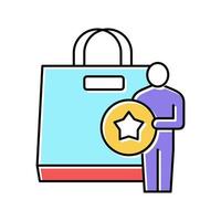 buyer getting bonus bag color icon vector illustration