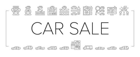 conjunto de iconos de servicio de automóvil de venta de autos usados vector