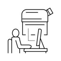 digital controlling telescope in observatory line icon vector illustration