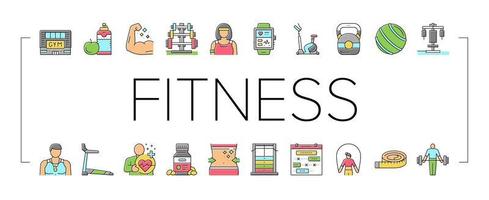 Fitness Health Athlete Training Icons Set Vector