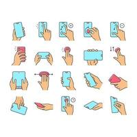 conjunto de iconos de colección de gestos de teléfonos inteligentes vector