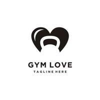 me encanta el gimnasio pesas rusas diseño de logotipo de fitness monograma de corazones y pesas vector