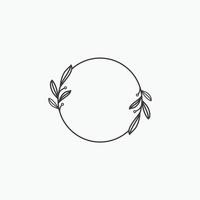 Vector floral logo template in elegant and minimal style on white background illustration. Circle frames logos. For badges, labels, logotypes and branding business identity.