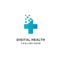 Medical Tech Logo Template Design. Digital Healthcare Vector. Icon. Symbol. Emblem. vector