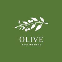 Olive tree minimalist logo design vector on green background