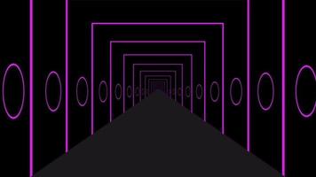 An endless tunnel of square shaped neon purple light,3D abstract tunnel. Background Futuristic Tunnel video