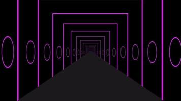 un tunnel sans fin de lumière violet néon de forme carrée, tunnel abstrait 3d. tunnel futuriste de fond video