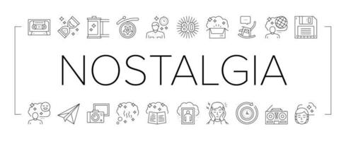 Nostalgia And Memory Collection Icons Set Vector