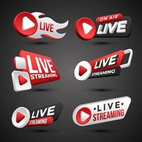 Set of Live Streaming Badge vector