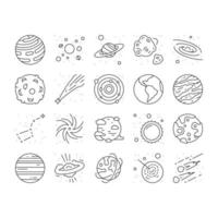 conjunto de iconos de colección de espacio del sistema de galaxias vector