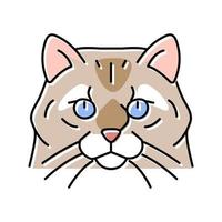 gato siberiano lindo mascota color icono vector ilustración