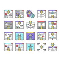 Link Building And Optimization Icons Set Vector