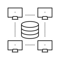 network working digital processing line icon vector illustration