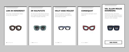 glasses optical style frame onboarding icons set vector