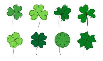 leaf clover. One continuous line art. Cloverleaf vector