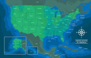 mapa del país de los estados unidos de américa vector