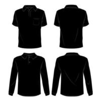 maqueta de camiseta polo negra delante y detrás vector