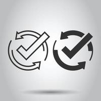 Check mark sign icon in flat style. Confirm button vector illustration on white isolated background. Accepted business concept.