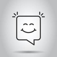 Happy sms icon in flat style. Message speech bubble vector illustration on white isolated background. Envelope business concept.