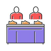 shoe conveyor control workers color icon vector illustration