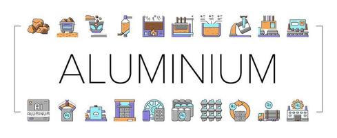 Aluminium Production Collection Icons Set Vector