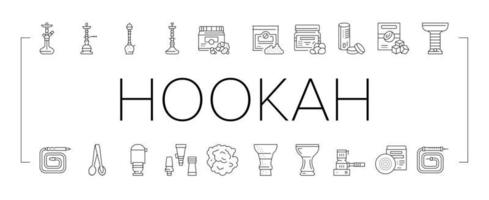 Hookah Tobacco Smoking Collection Icons Set Vector