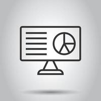 Website analytics icon in flat style. SEO data vector illustration on white isolated background. Computer diagram business concept.