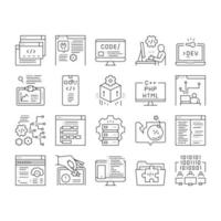 Dev Code Occupation Collection Icons Set Vector