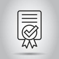 Approve certificate icon in flat style. Document check mark vector illustration on white isolated background. Approval choice business concept.