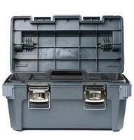 Large gray plastic box with handle for tools, bolts and nuts photo