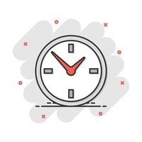 Cartoon alarm clock icon in comic style. Timer sign illustration pictogram. Stopwatch splash business concept. vector