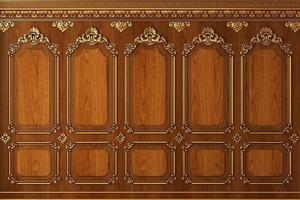 Classic wall of oak gold wood panels photo