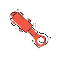 Hydraulic icon in comic style. Cylinder cartoon vector illustration on white isolated background. Equipment splash effect business concept.