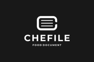 black white chef file logo vector