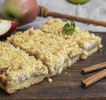 baked slices of pie with apples photo