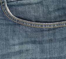 front pocket of blue classic jeans, full frame photo