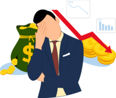 businessman holding his face confused businessman about crisis. financial crisis. businessman facing crisis financial crisis. business decline png