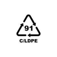 Plastic recycling code symbol. C LDPE recycling symbol for plastic, simple flat icon vector