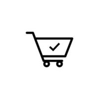 Shopping cart outline flat icon vector