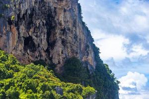 Railay Beach Thailand beautiful famous beach lagoon between limestone rocks. photo