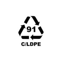 Plastic recycling code symbol. C LDPE recycling symbol for plastic, simple flat icon vector