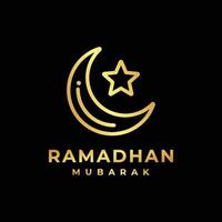 Islamic crescent star outline logo vector. Crescent moon logo. Islamic logo. Ramadan logo vector