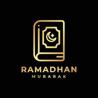 logotipo de Ramadán. ilustración de vector de diseño de logotipo dorado al quran