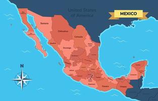 Map of Mexico With City vector