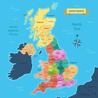 Map of United Kingdom Region vector