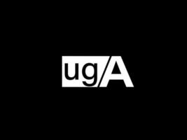 uga logotipo y diseño gráfico arte vectorial, iconos aislados en fondo negro vector