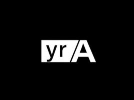 yra logotipo y diseño de gráficos de arte vectorial, iconos aislados en fondo negro vector